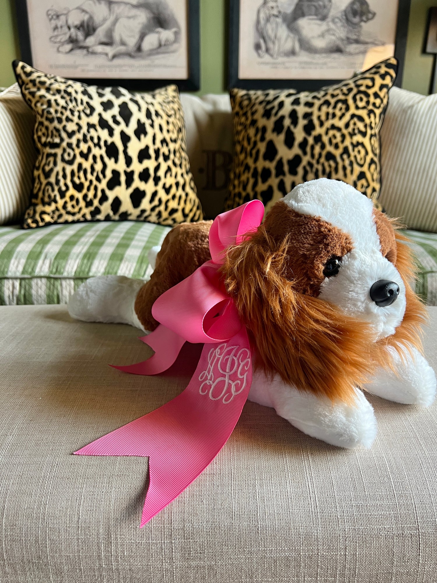 Charlie large plush King Charles Cavalier Spaniel, optional ribbon and monogram available!