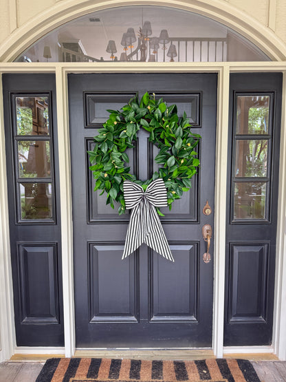Black and white stripe signature wreath sash monogram available