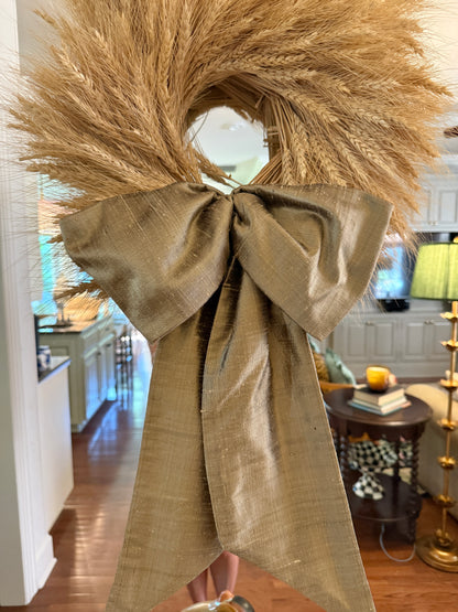 Luxe Driftwood tan 100 percent silk wreath sash