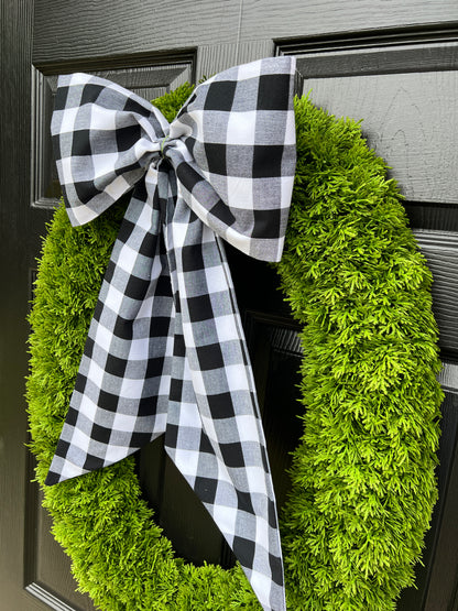 Black and white buffalo check wreath sash