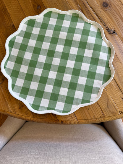 Fern green check scalloped placemat set of 4
