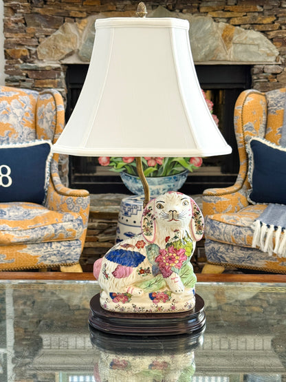 Tobacco Leaf porcelain bunny lamp