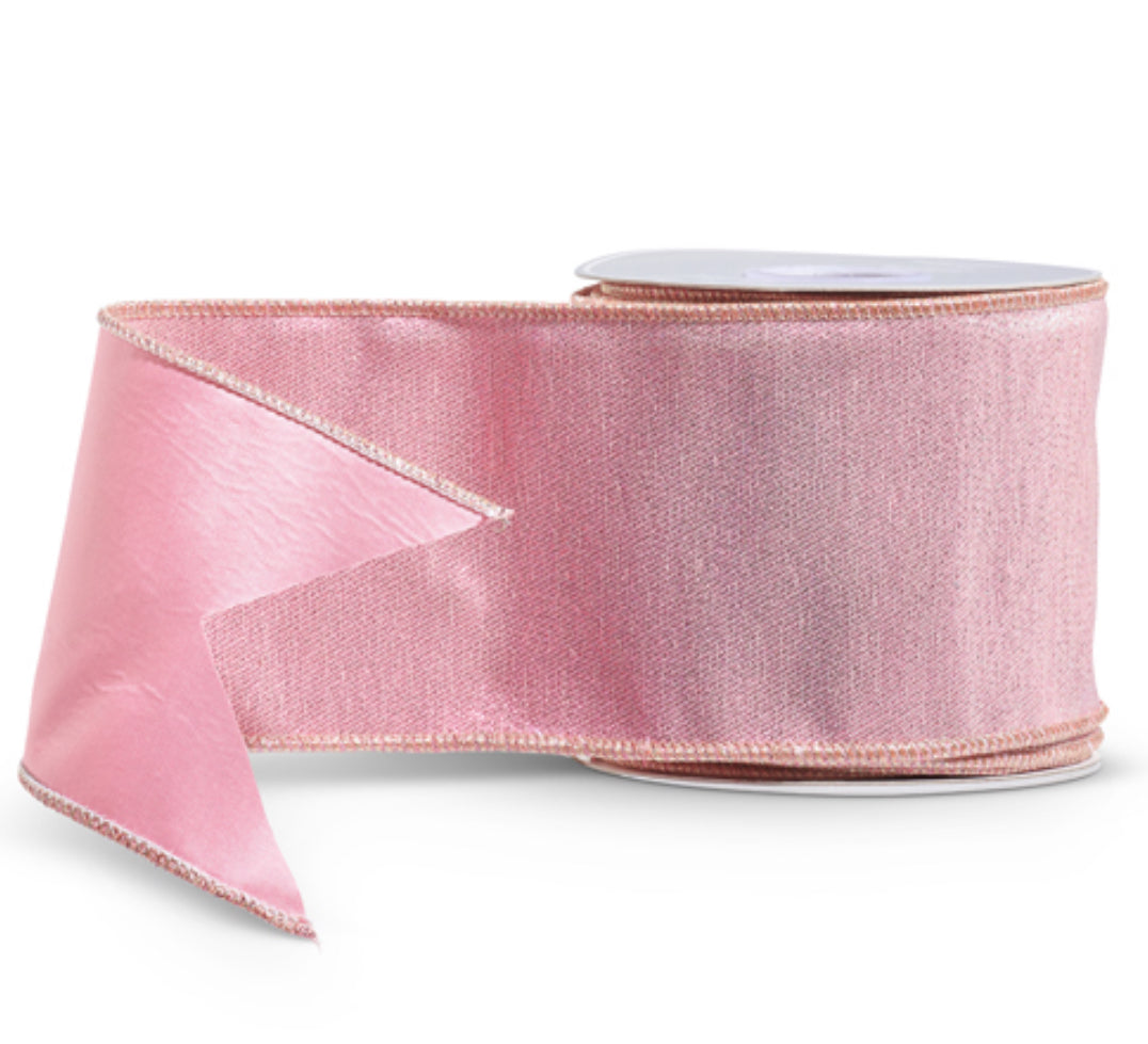 Pink metallic wired ribbon