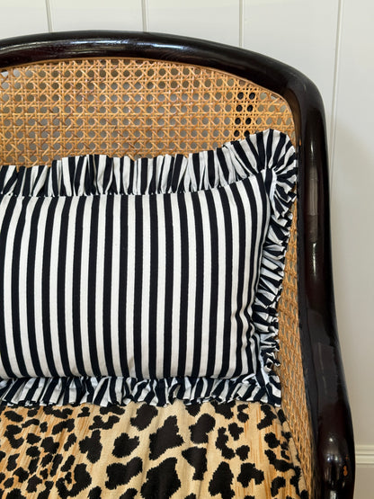 Black and white striped ruffle pillow cover, two sizes