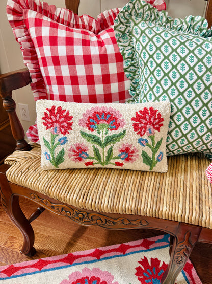Mughal floral lumbar pillow pink and red