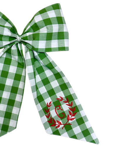 Fern green check wreath sash
