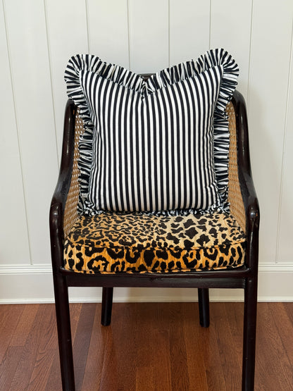Black and white striped ruffle pillow cover, two sizes