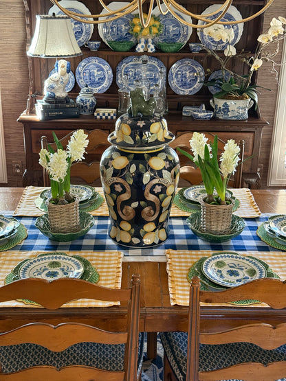Faux Hyacinth bulbs in wicker basket