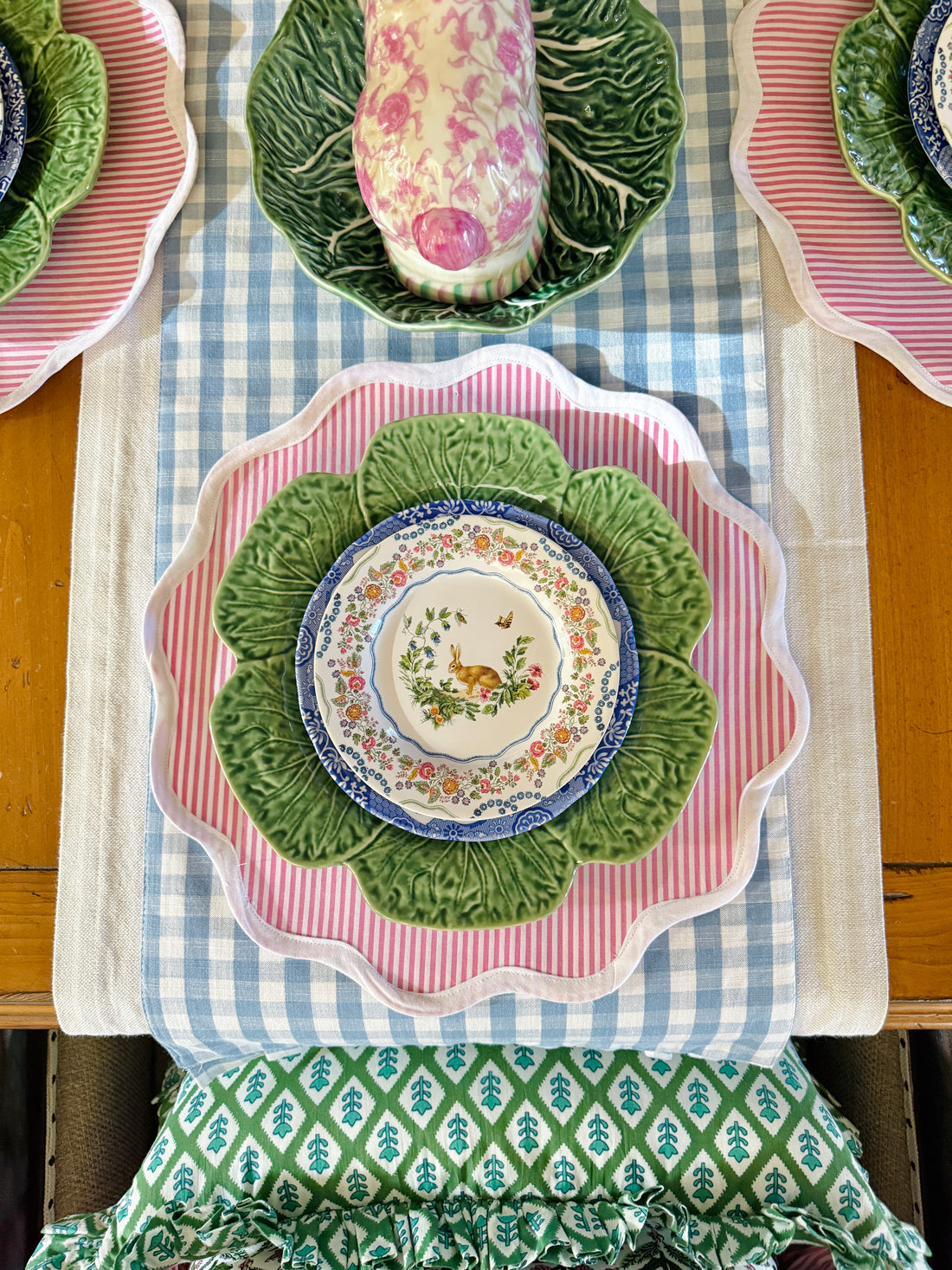 Pink striped scalloped placemats set of 4