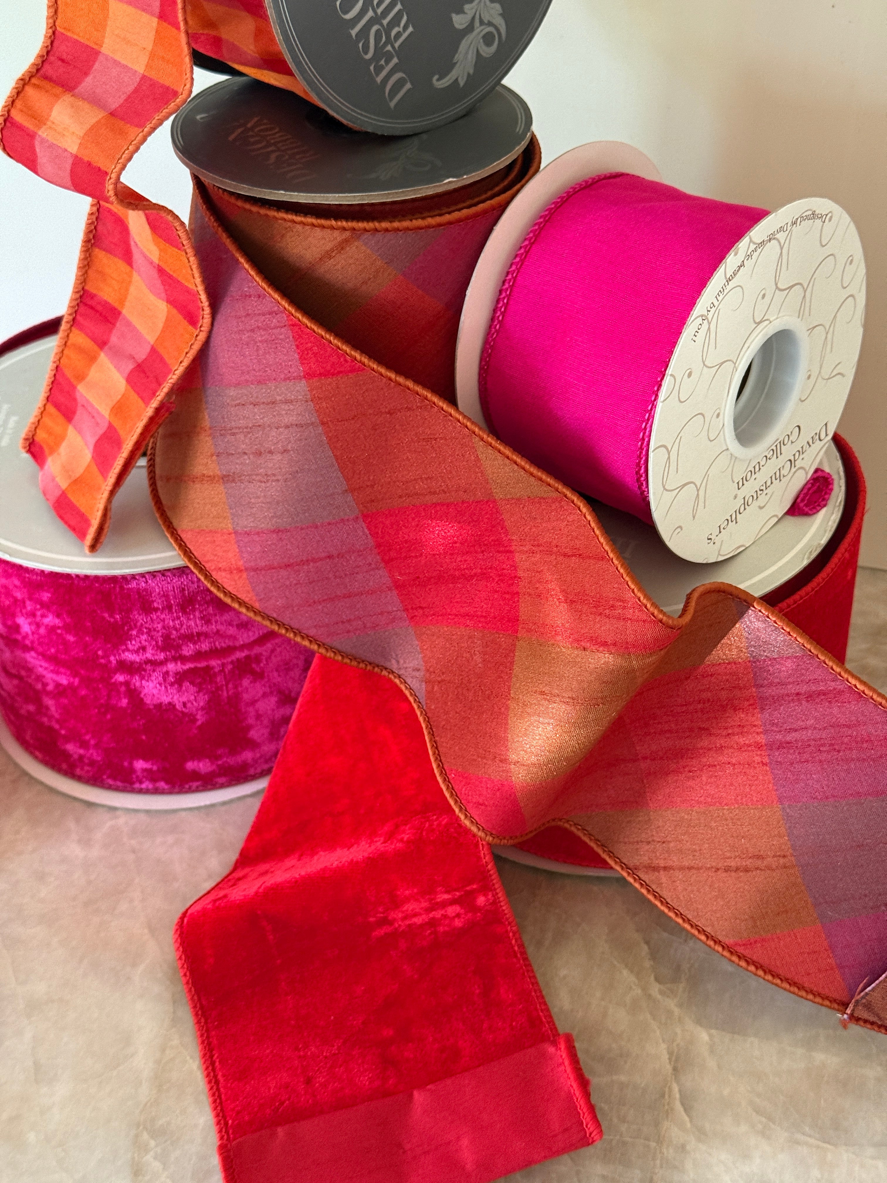 Classic red velvet ribbon, 4” wide x 10 yards