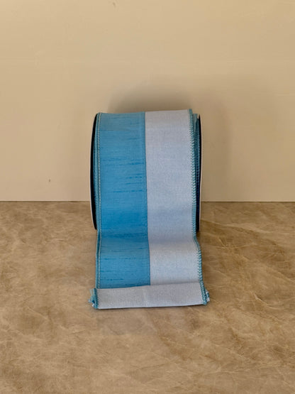Blue two tone wired ribbon by the roll 4”x10 yards