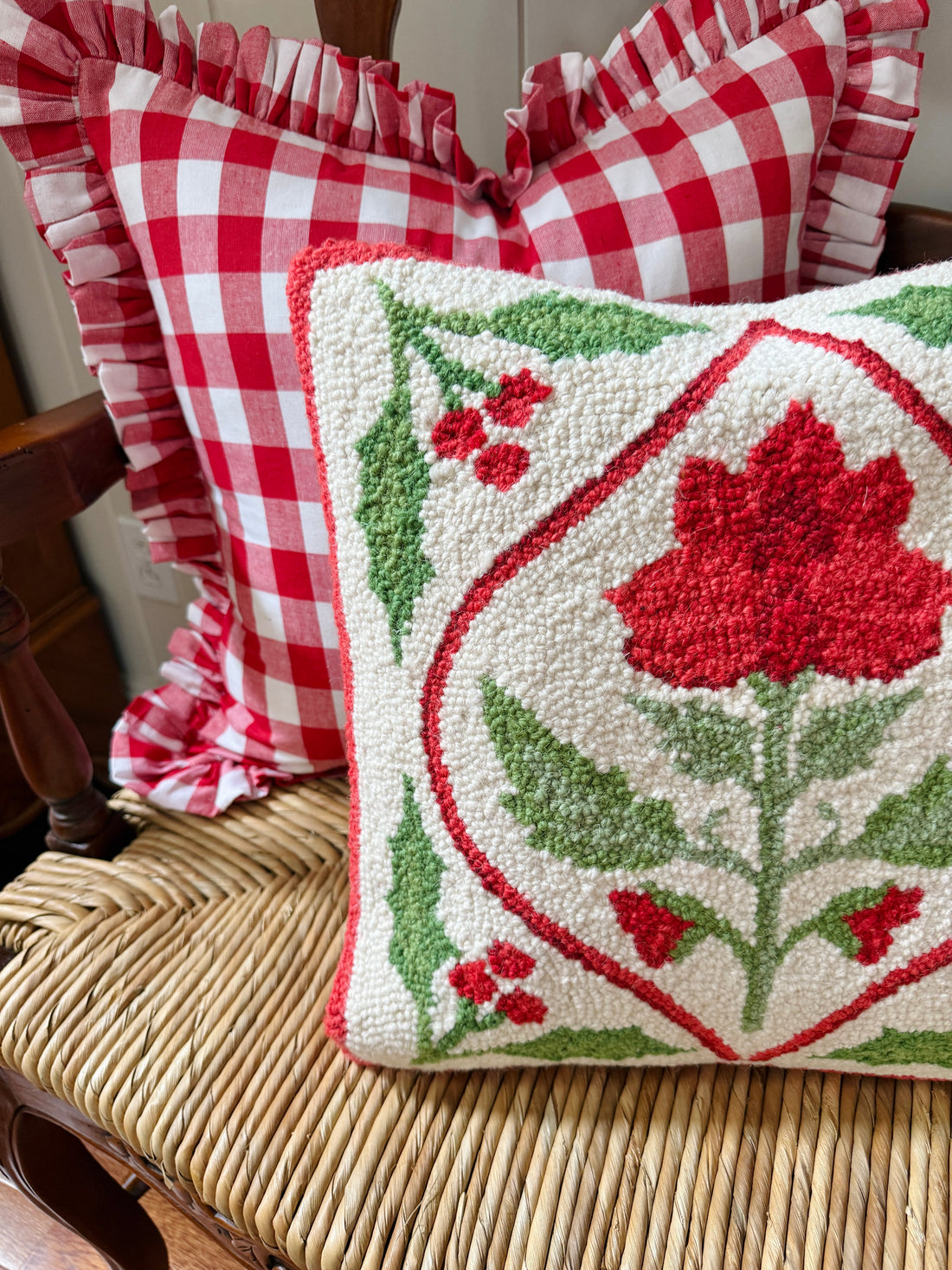 Holiday Mughal flower hook pillow