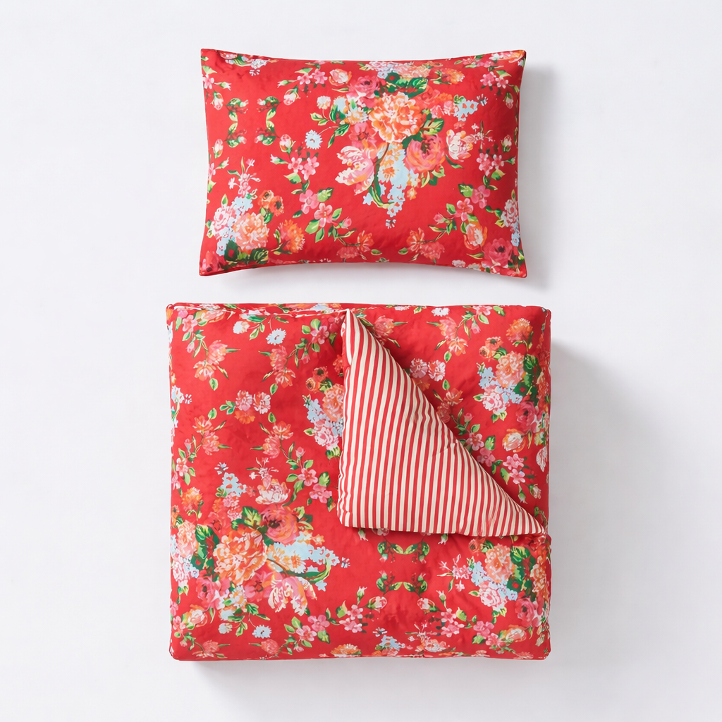 Red floral bedding collection