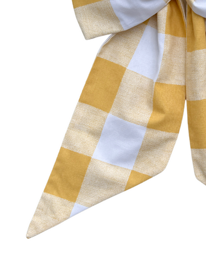 Mustard yellow buffalo check wreath sash