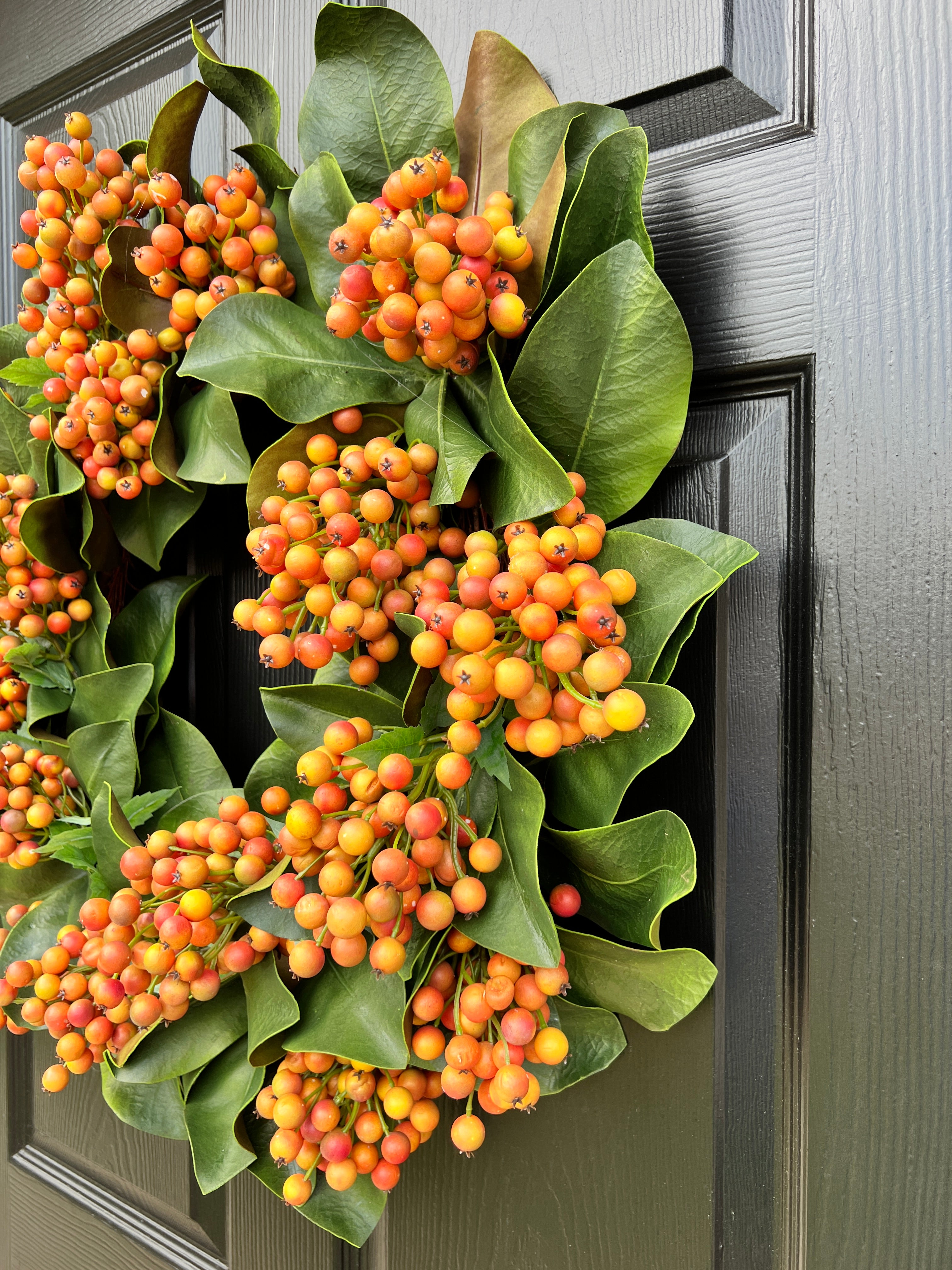 Fall berry and magnolia wreath