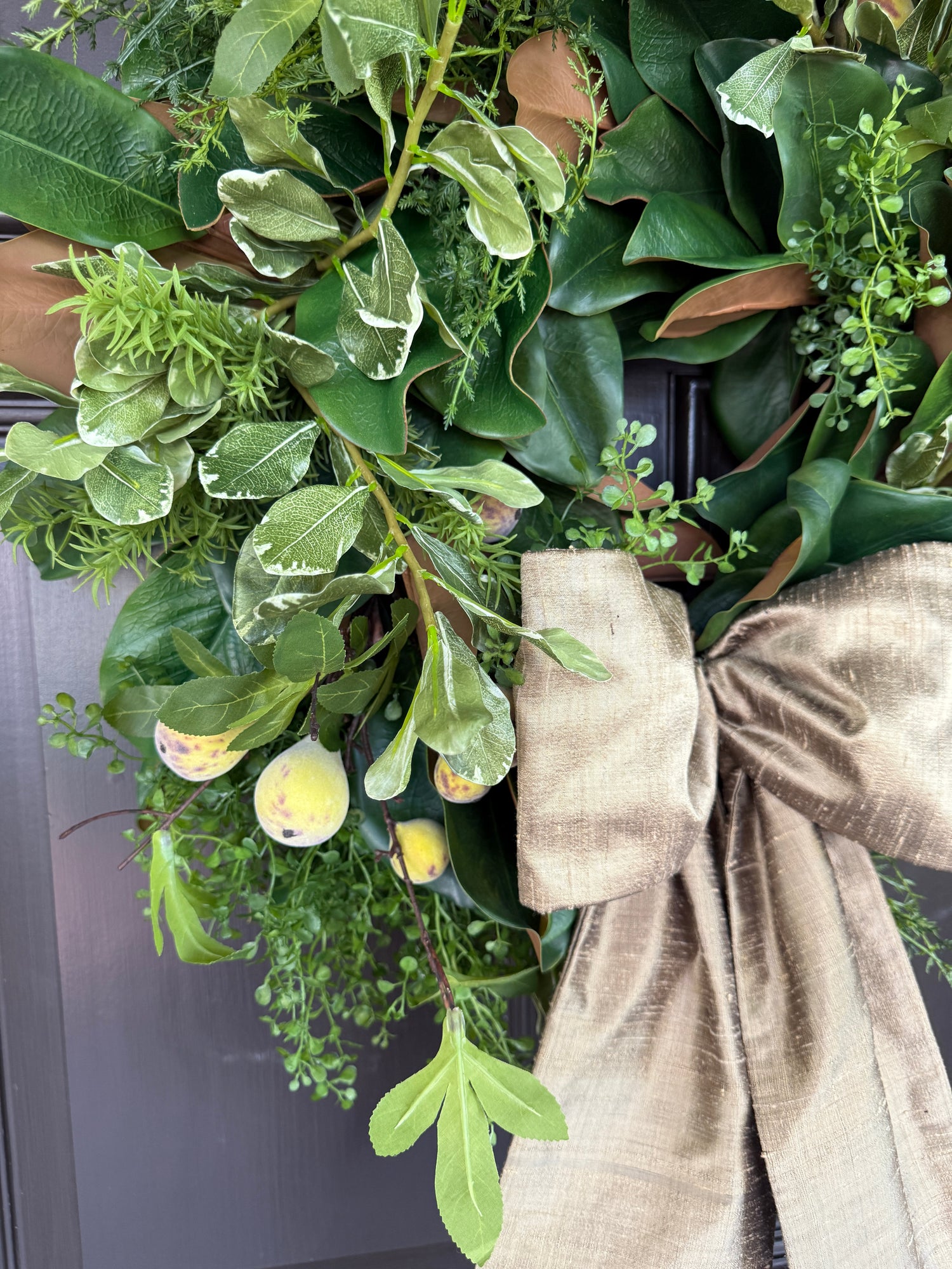Luxe Driftwood tan 100 percent silk wreath sash