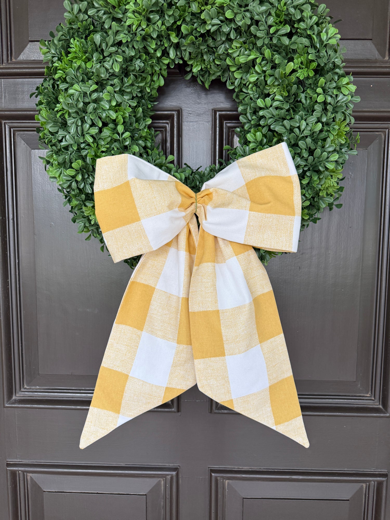 Mustard yellow buffalo check wreath sash