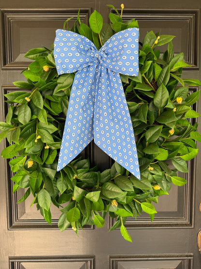 Blue French ditsy print signature wreath sash