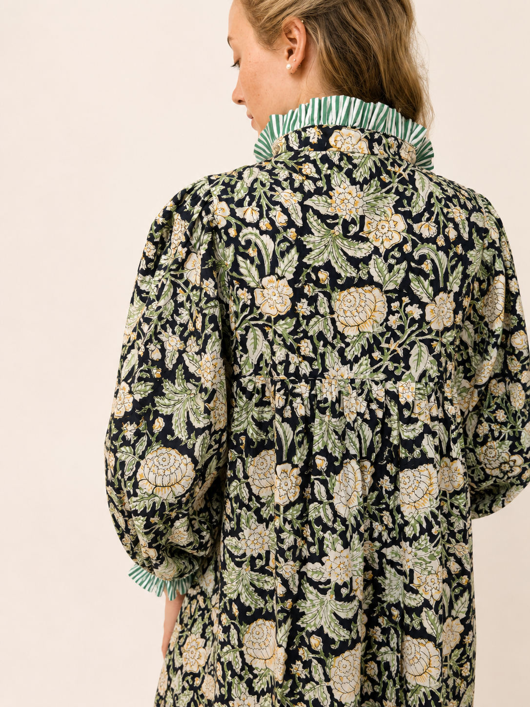 Lillie caftan maxi dress navy and yellow floral