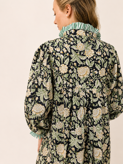 Lillie caftan maxi dress navy and yellow floral