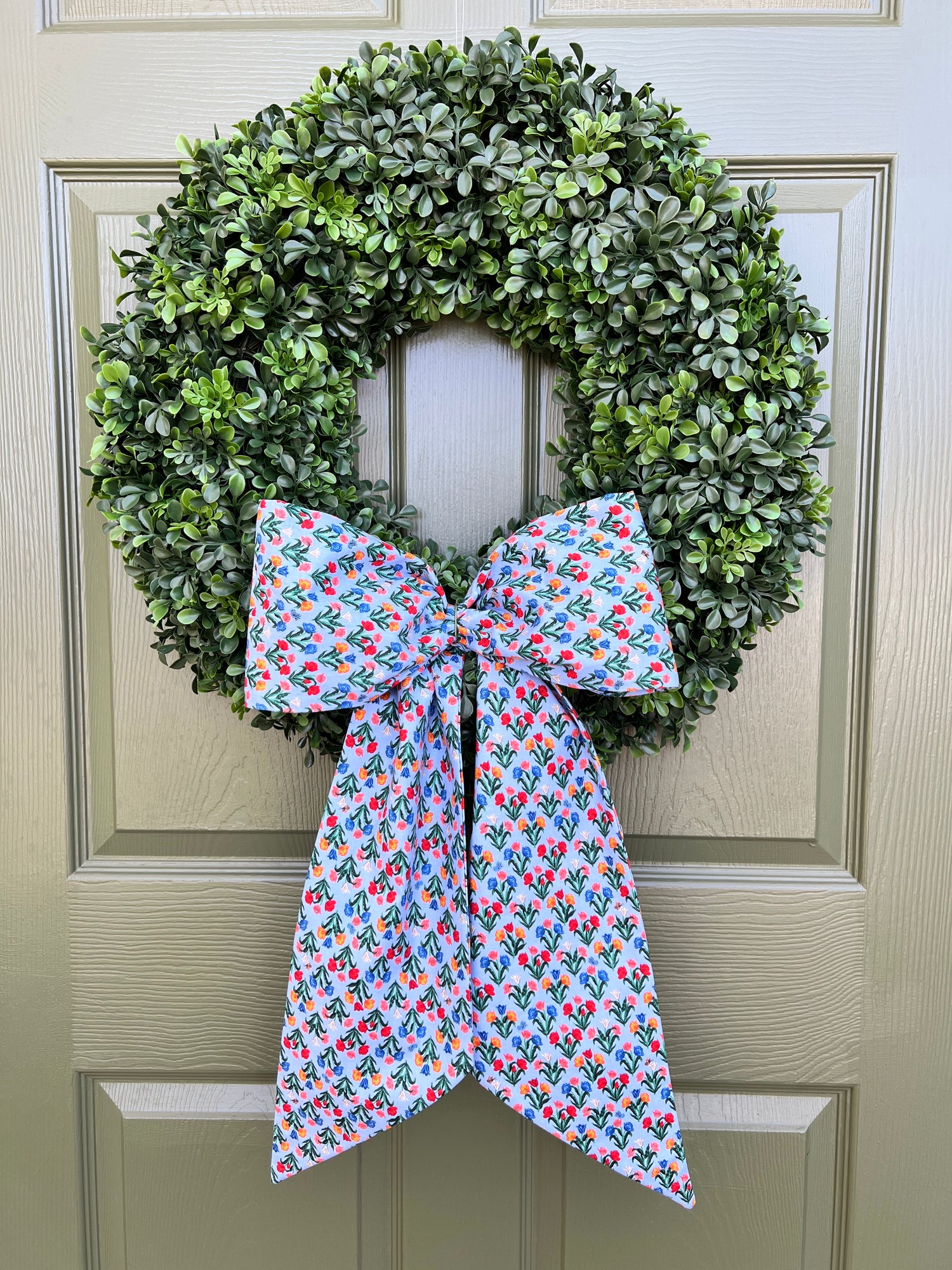 Blue tulip print signature wreath sash