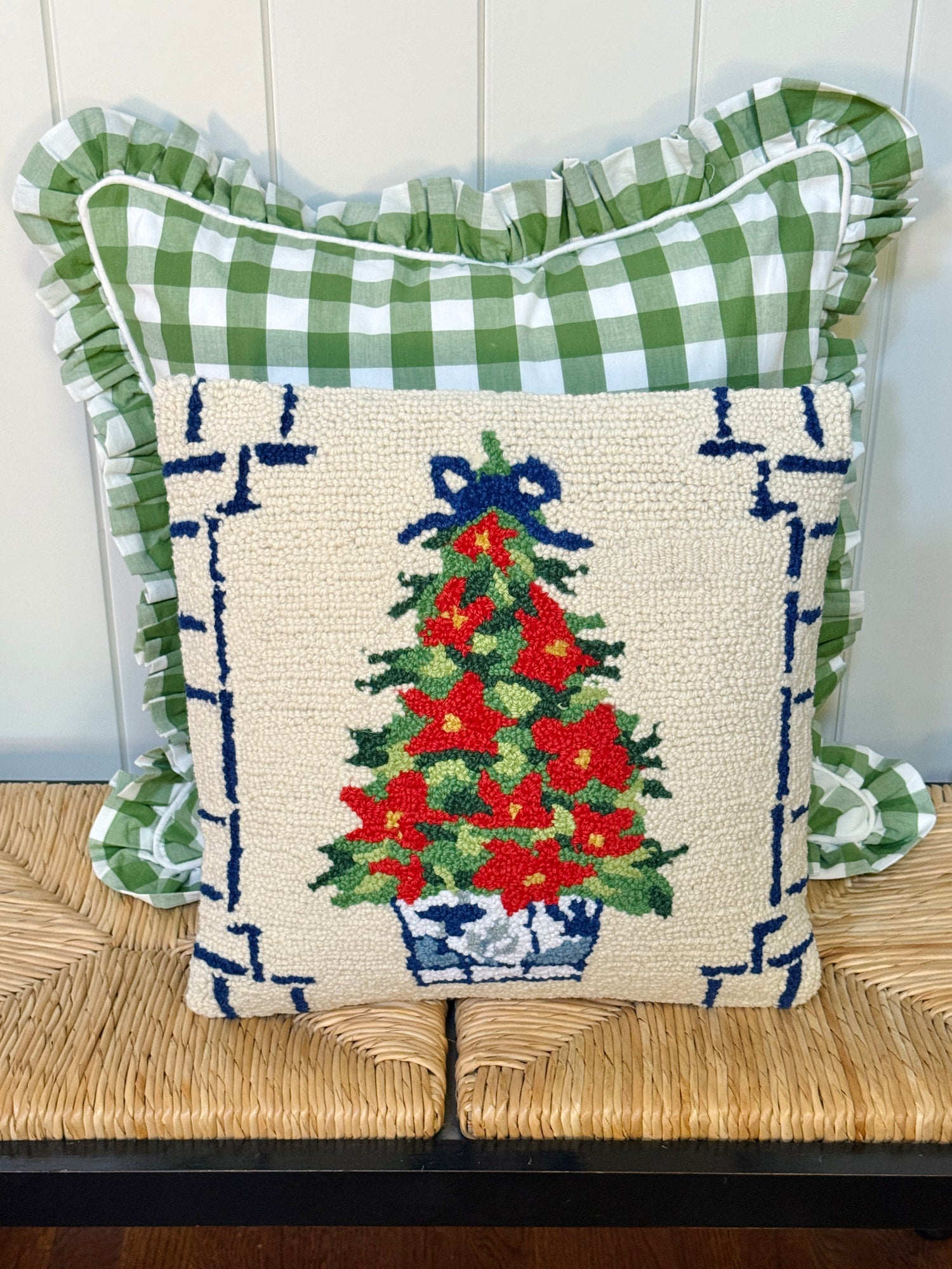 Chinoiserie Christmas tree pillow