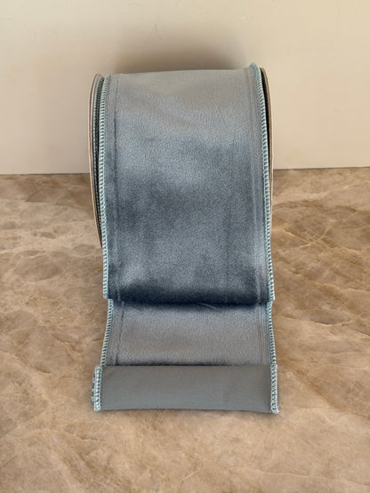 French blue velvet ribbon, two widths