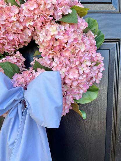 Pink hydrangea wreath