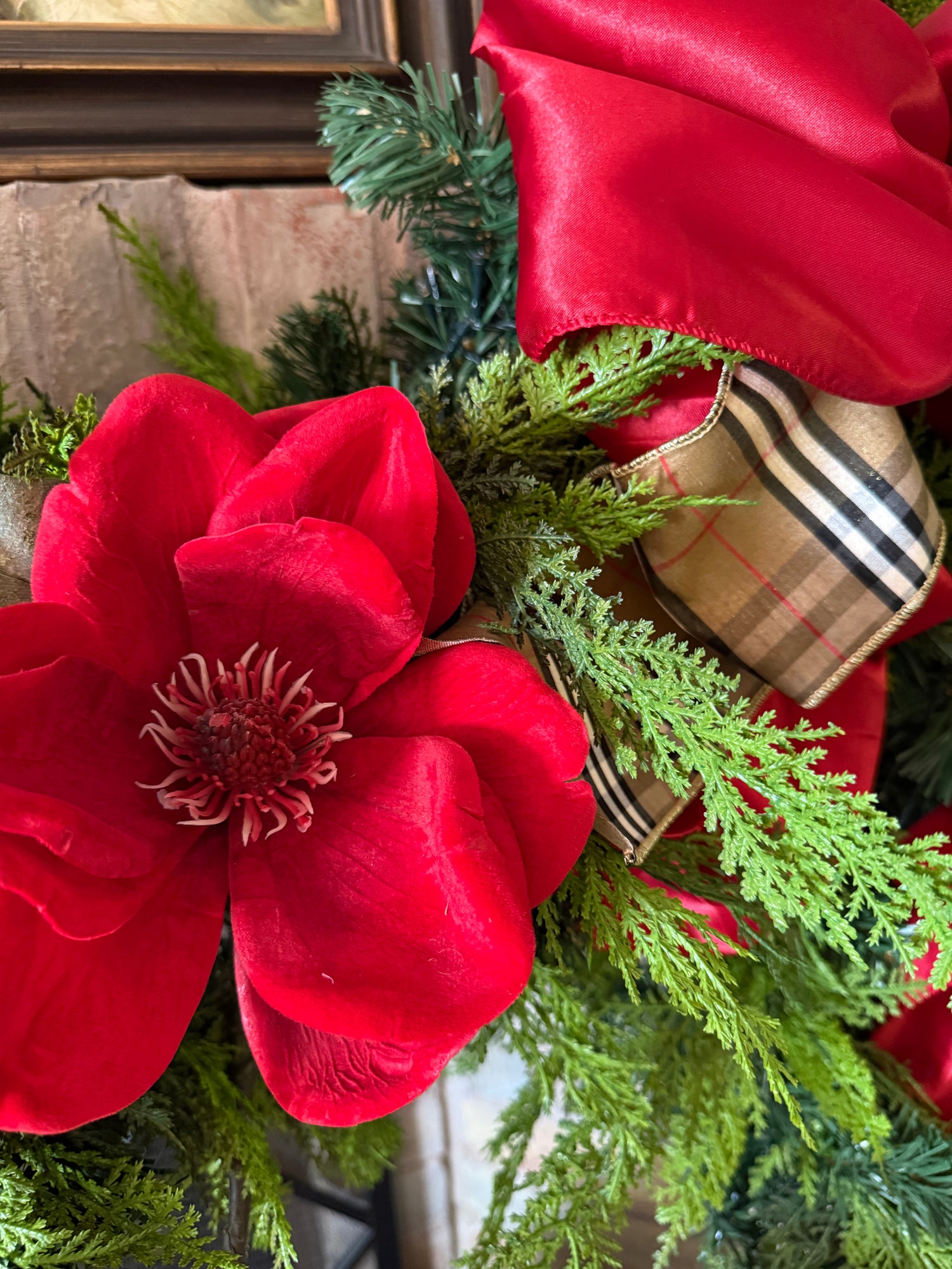 Red velvet magnolia stem