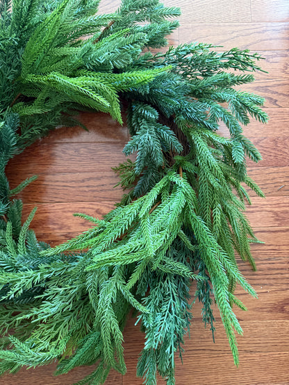 Mixed pine and cedar wreath 28”