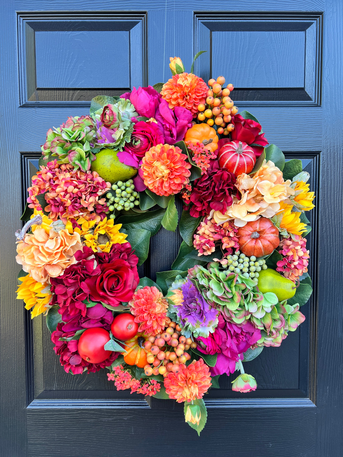 The Mackie wreath, Fall edition with or without cinnamon and gold embroidered luxury ribbon