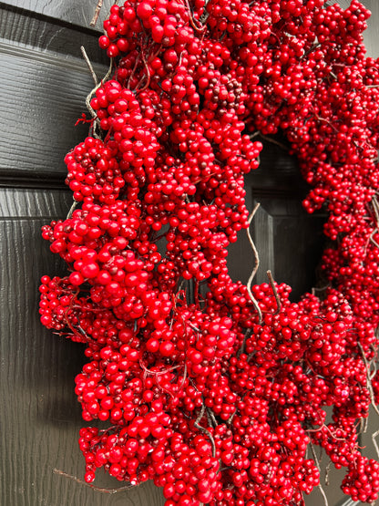 Red berry wreath 29”