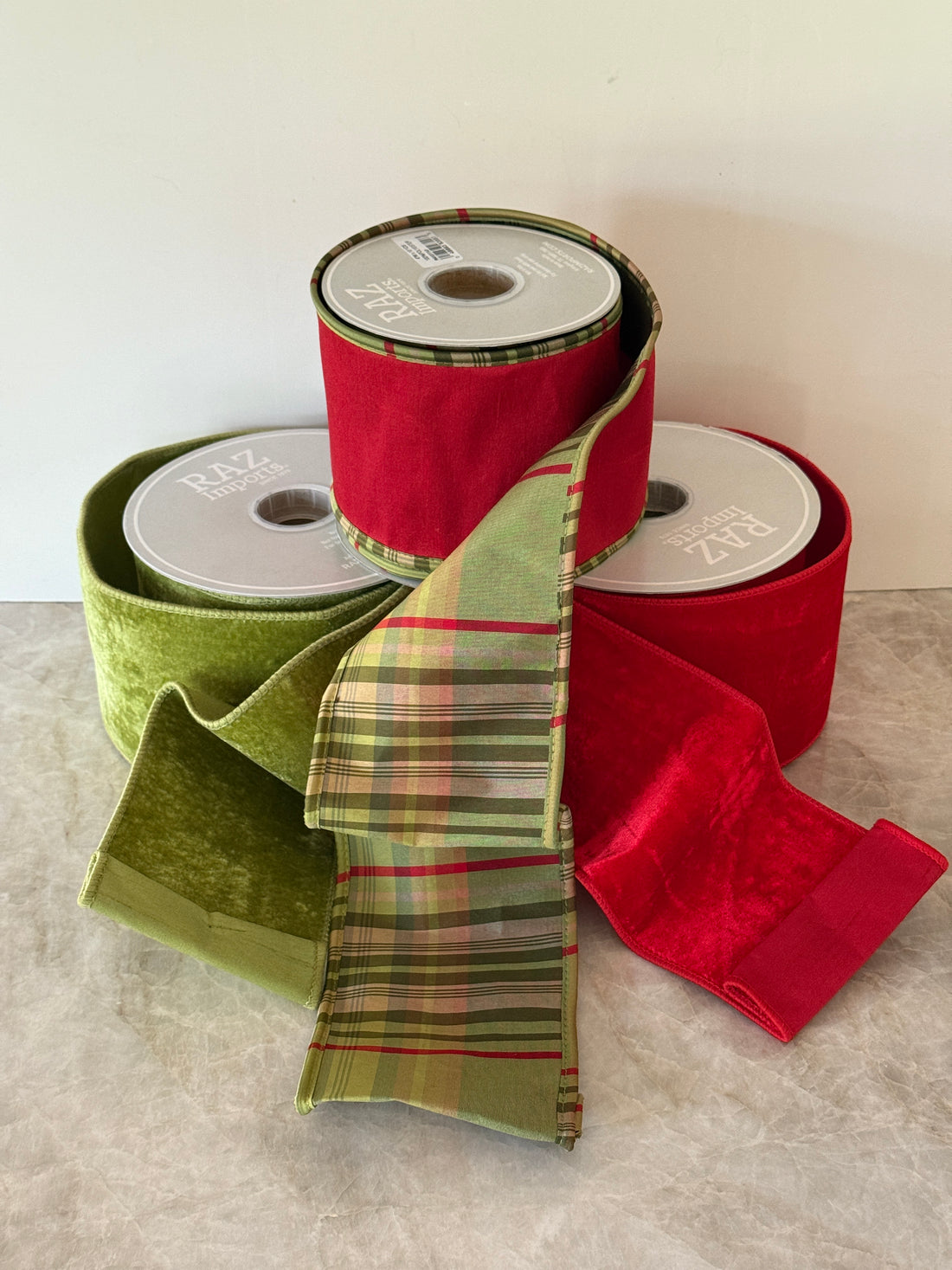 Classic red velvet ribbon, 4” wide x 10 yards