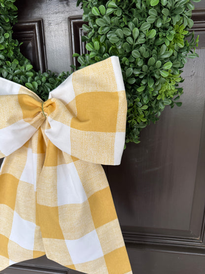 Mustard yellow buffalo check wreath sash