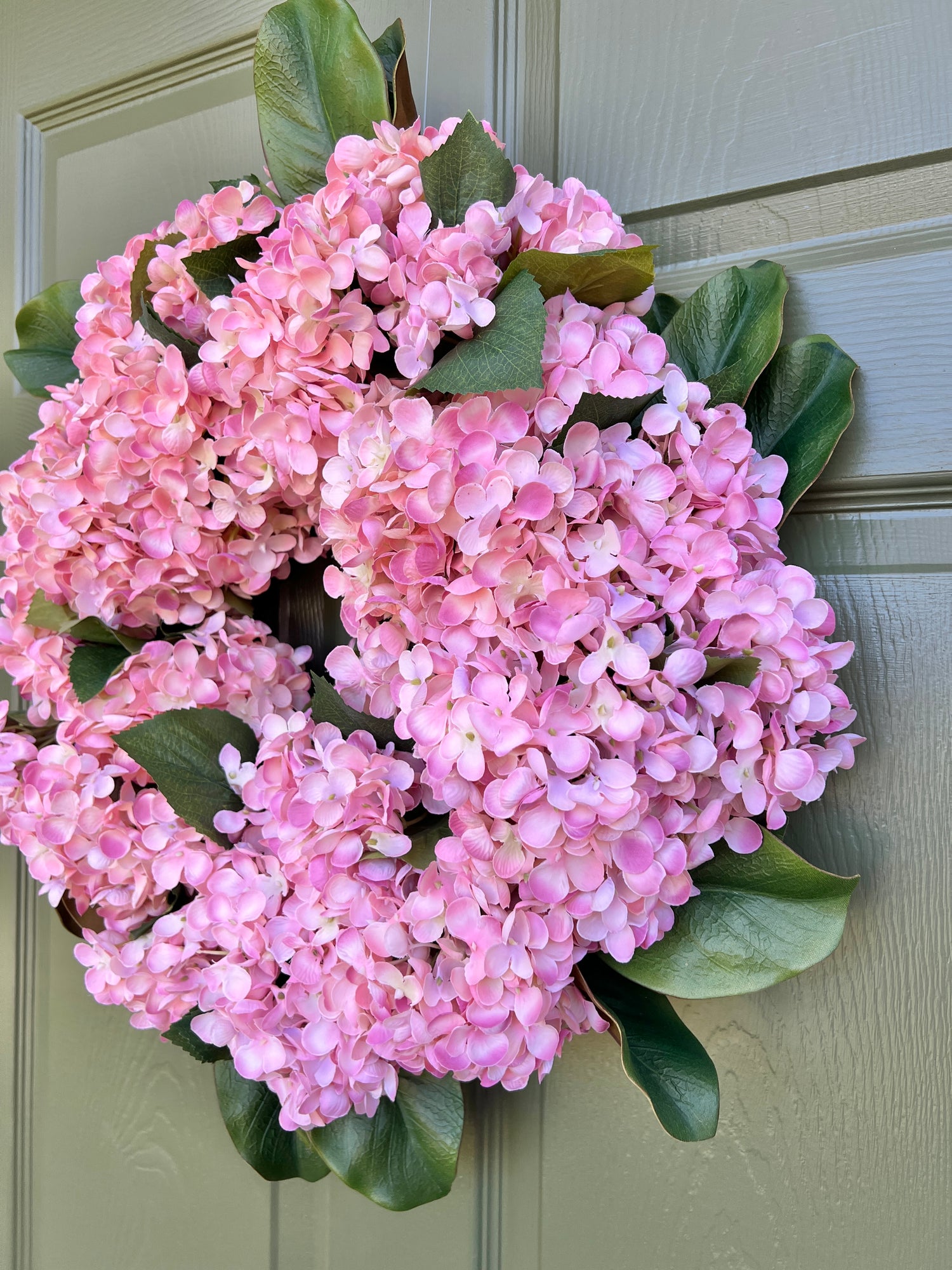 Pink hydrangea wreath