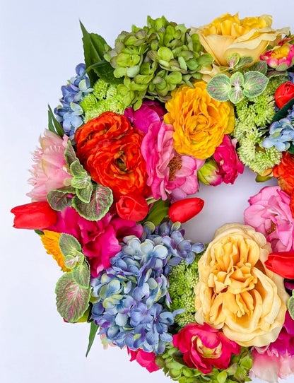 The Cady bright multicolored floral wreath
