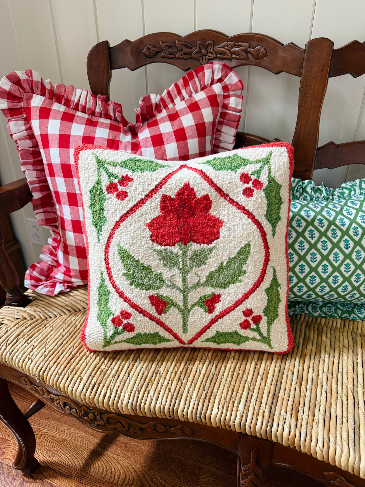 Holiday Mughal flower hook pillow