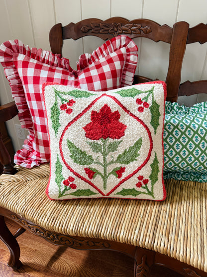 Holiday Mughal flower hook pillow