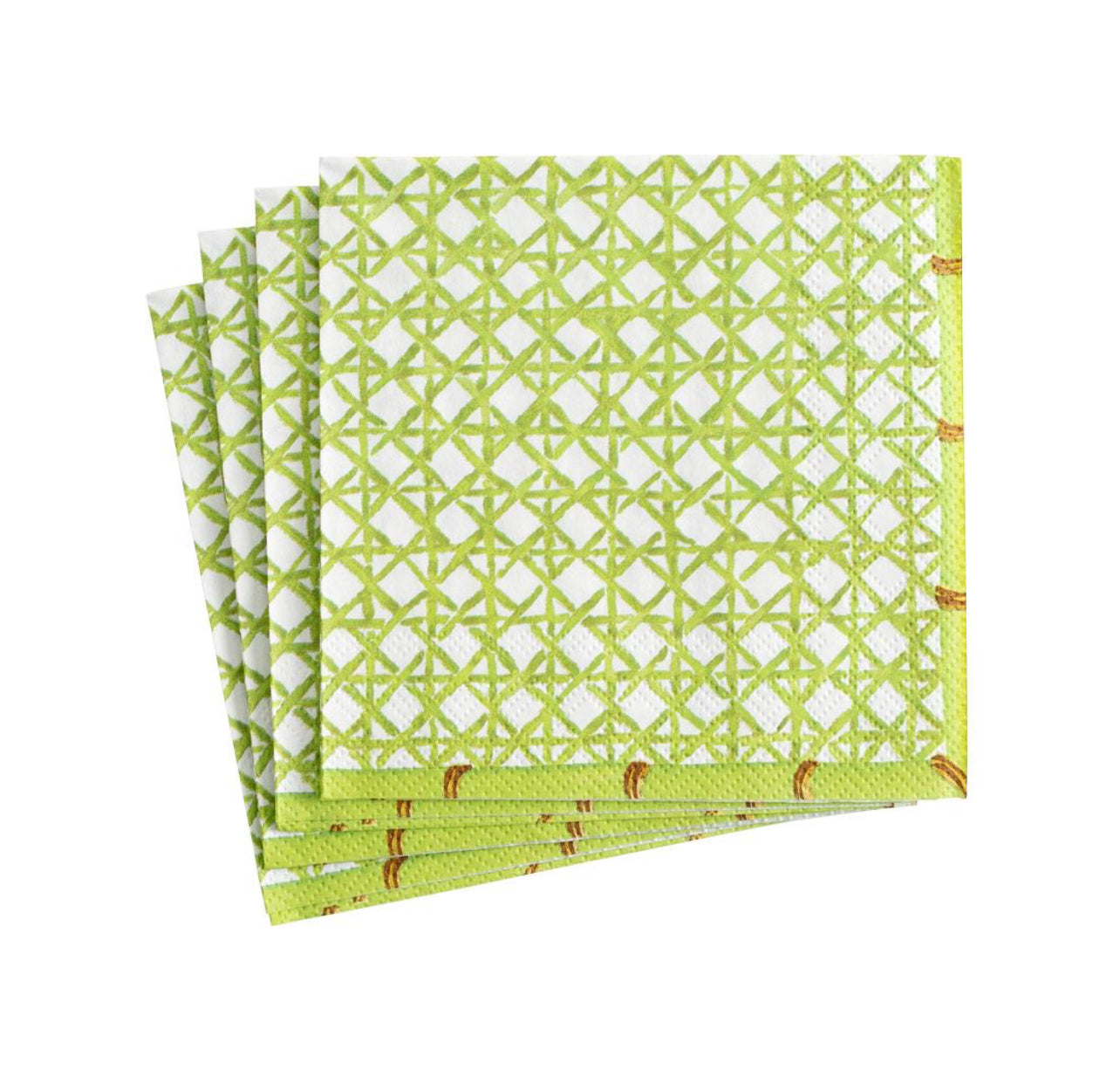 Caspari green bamboo trellis print cocktail napkins