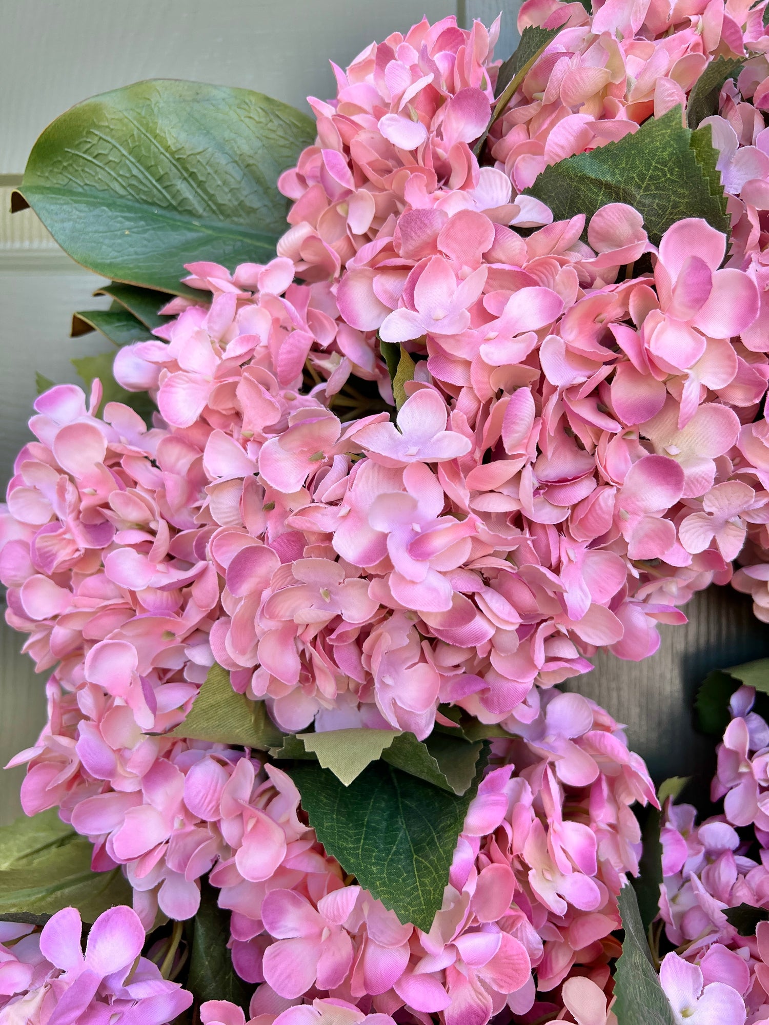 Pink hydrangea wreath