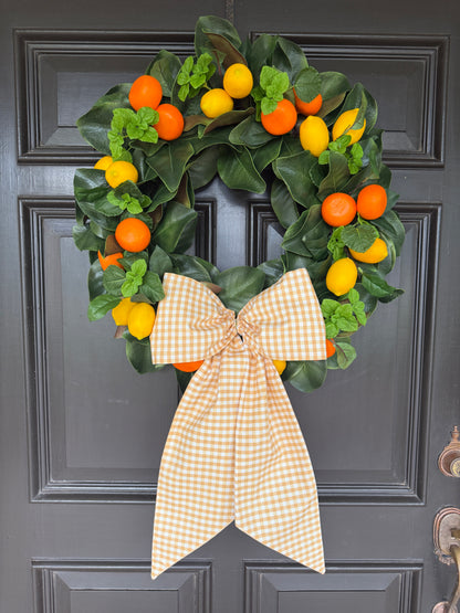Honey yellow gingham wreath sash