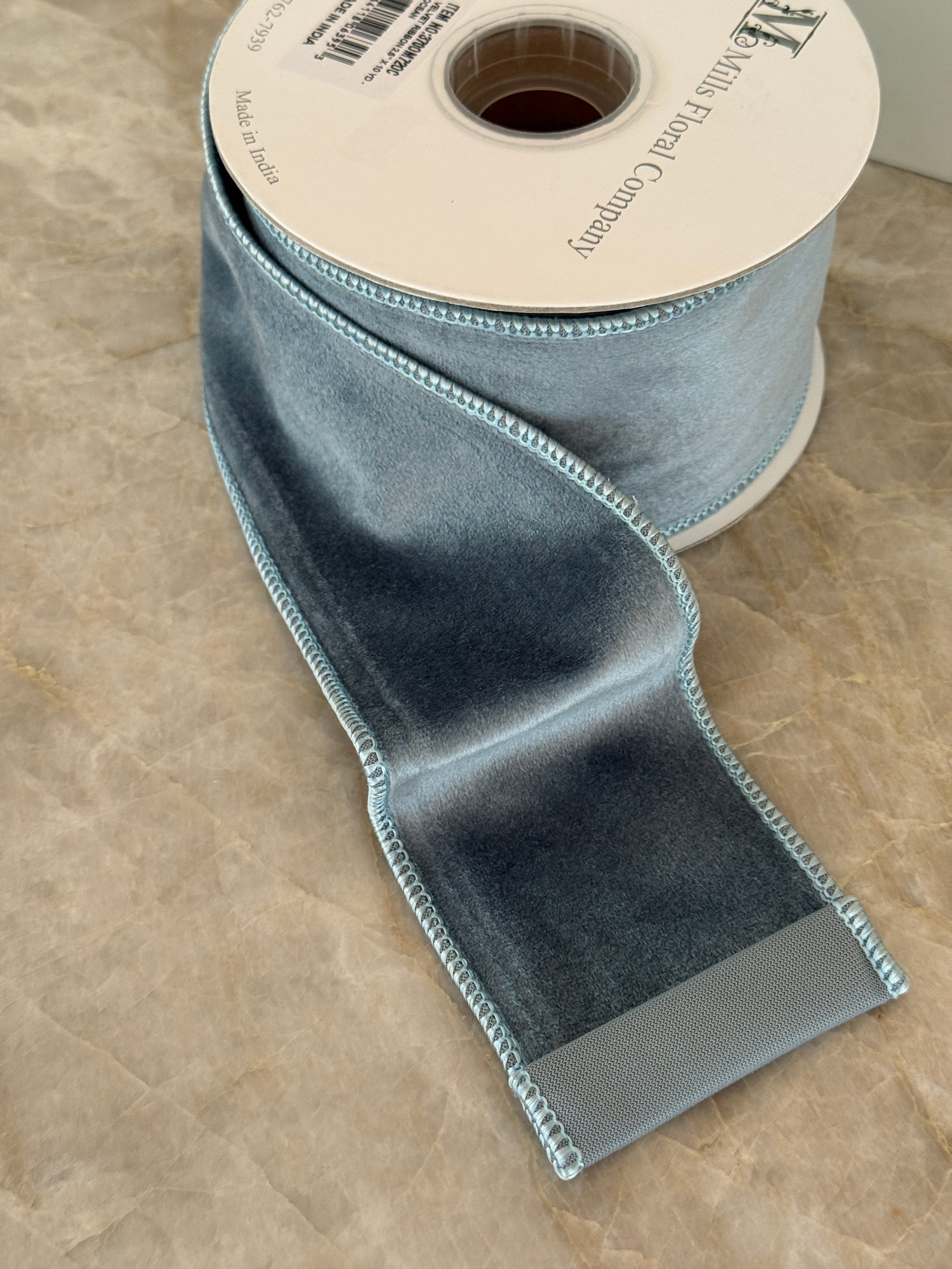 French blue velvet ribbon, two widths