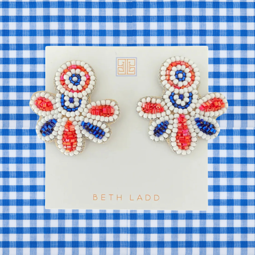 Love stud Earrings in red, white, and blue