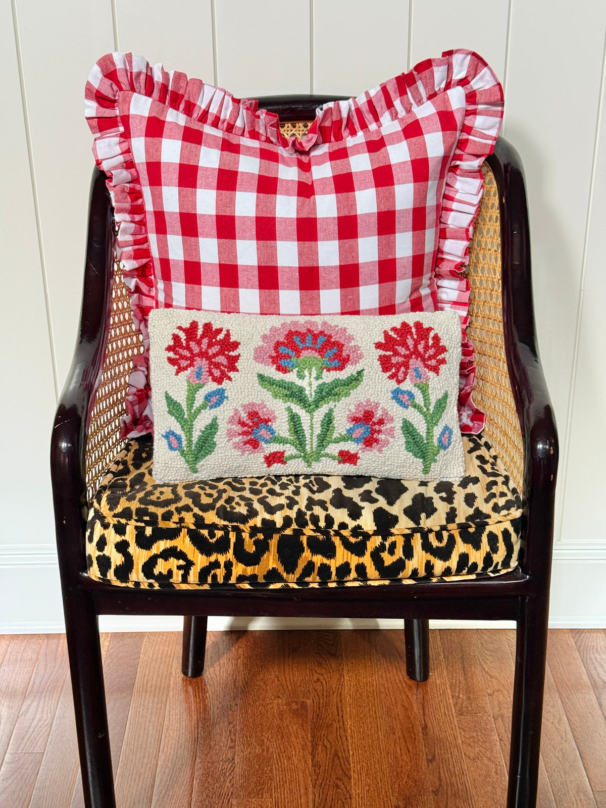 Mughal floral lumbar pillow pink and red