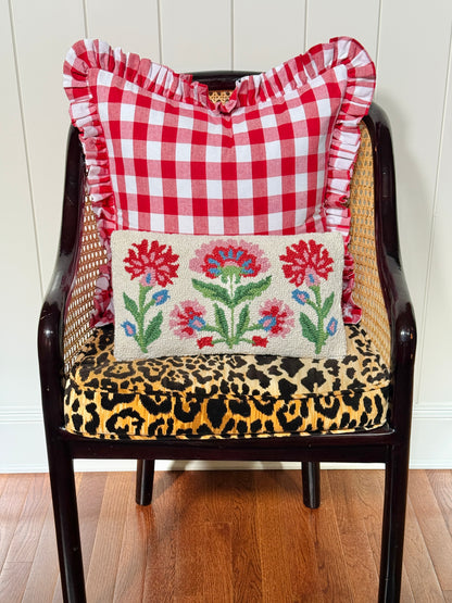 Mughal floral lumbar pillow pink and red