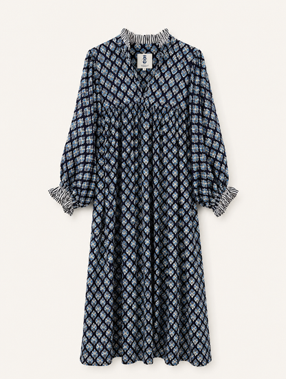 Lillie caftan maxi dress dark navy and blue