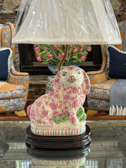 Staffordshire bunny lamp pink