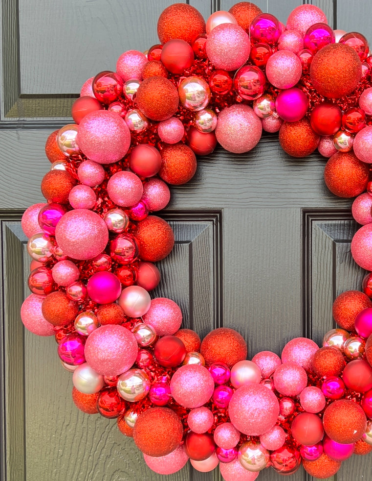 Pink and red ornament wreath