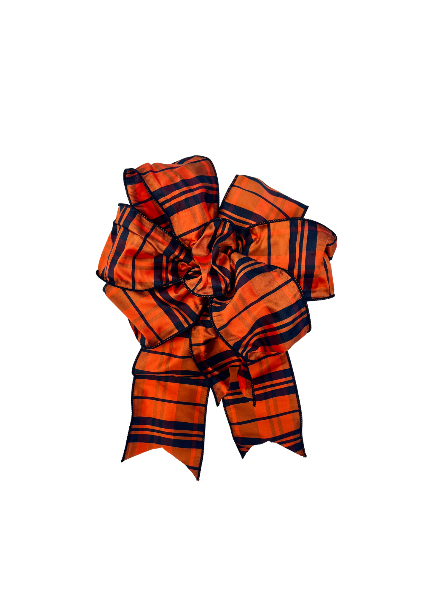 Orange and black plaid dupioni luxury ribbon roll