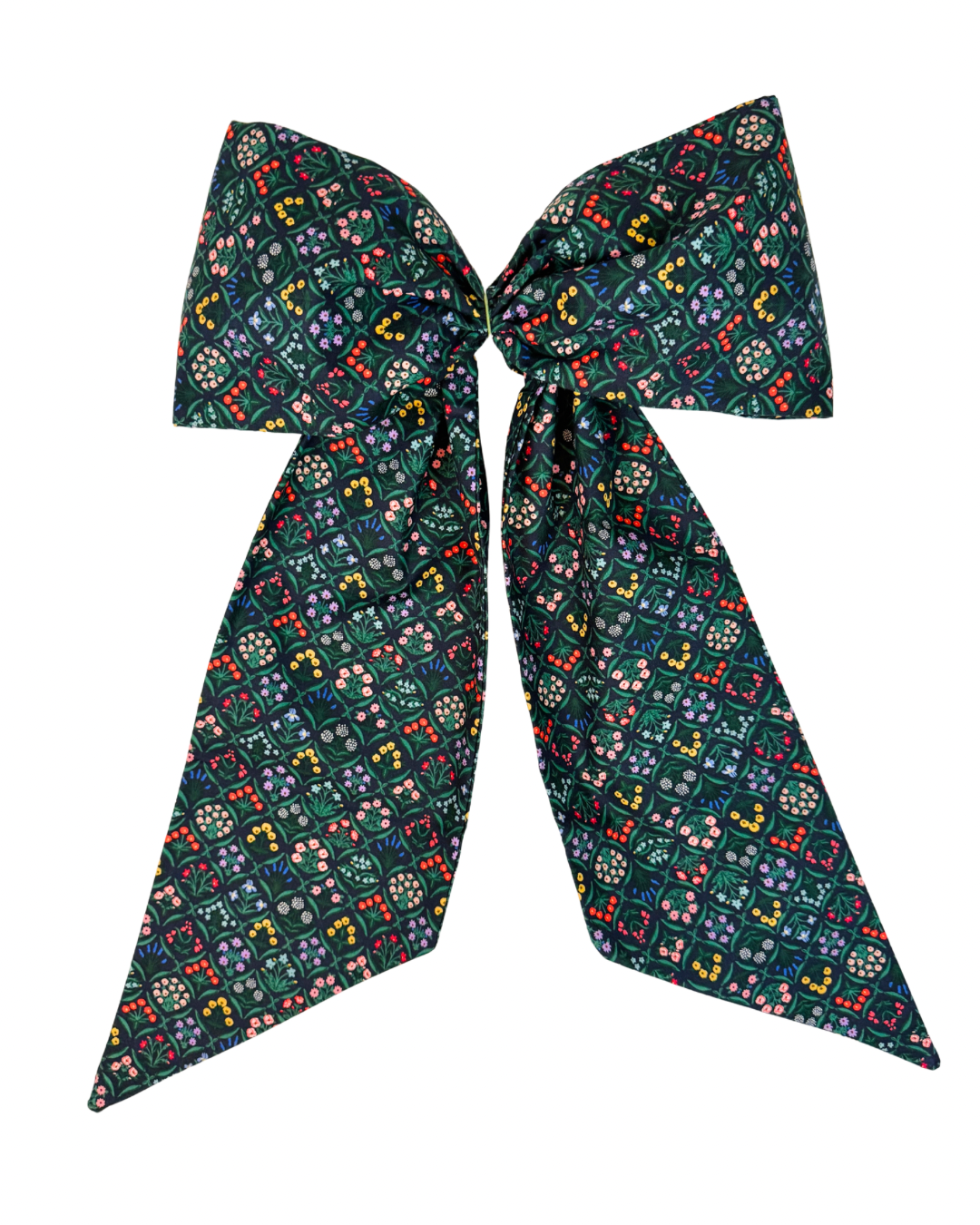 Navy floral lattice print signature wreath sash